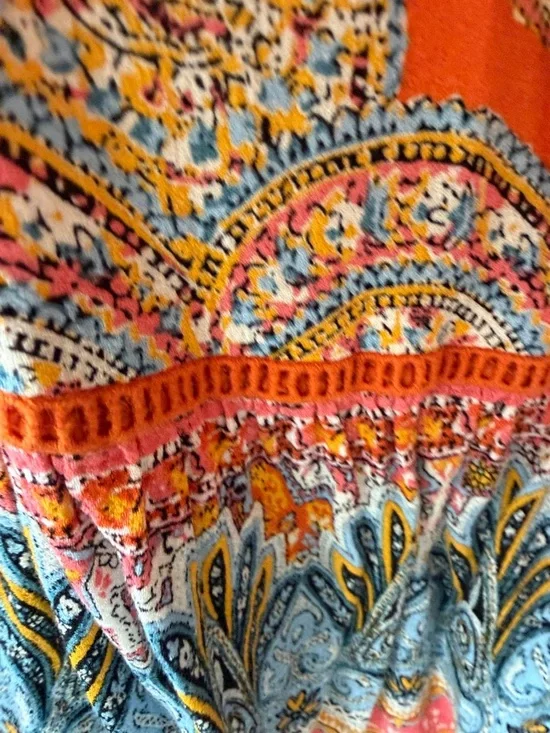 Rachel Zoe Orange Multi-Print Boho Maxi Skirt - Picture 4 of 4